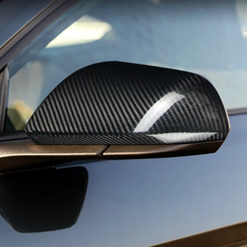 2PCS Real Carbon Fiber Door Side Mirror Cover Cap For 2015-2020 Ford Mustang - Picture 2 of 8