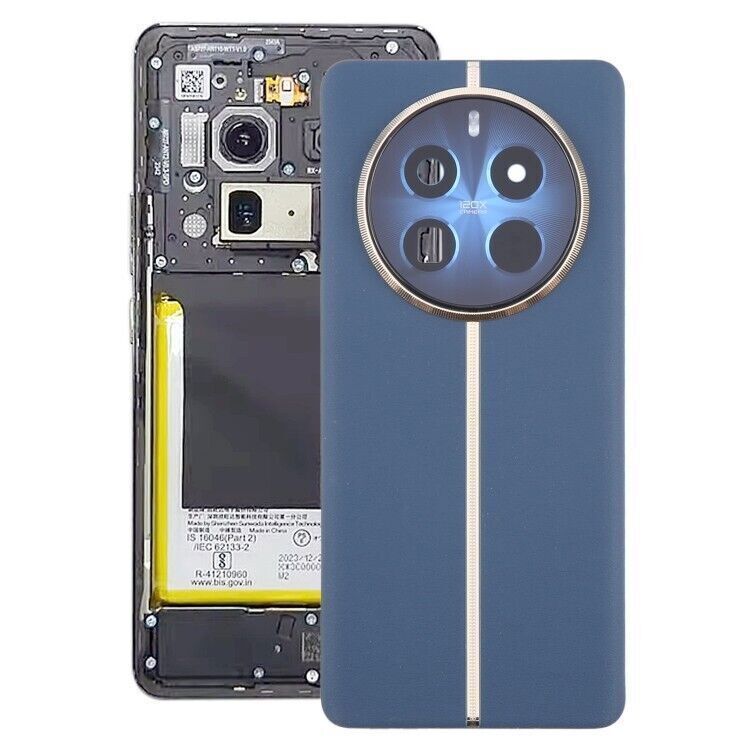 For Realme 12 Pro+ Battery Cover Rear Glass Back Door Camera Lens Submarine  Blue