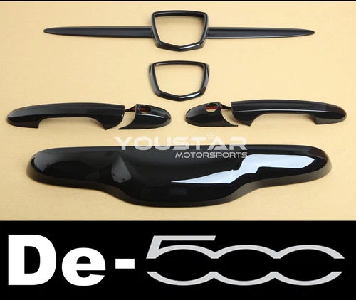 US STOCK NO 500 US-Spec FIAT ABARTH Gloss Piano Black De-Chrome Kit 500 595 695