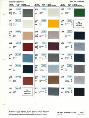 1983 VOLKSWAGEN BEETLE SCIROCCO VW JETTA QUATTRO RABBIT GOLF PAINT