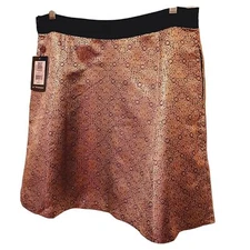 NWT $68 NARCISO RODRIGUEZ Womens DESIGN NATION Gold Metallic Stretch Skirt Sz 14