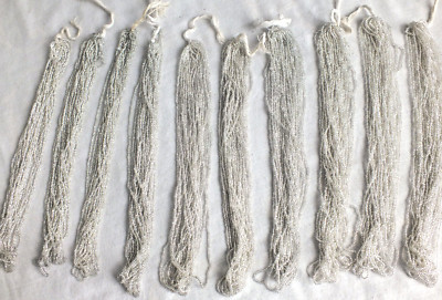 Vintage Antique BRILLIANT glass SILVER Seed Beads 10 Hanks 13 oz Japan 18 BPI