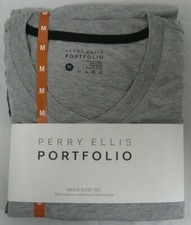 NEW Perry Ellis Portfolio Men's Sleep Set - Medium Grey/ Plaid Retail 60 1055
