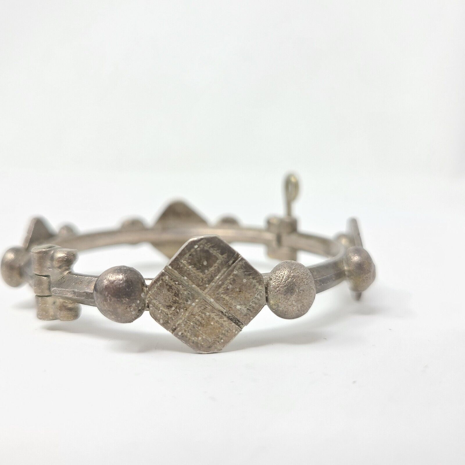 Antique Silver Berber Hinged Bracelet Morocco Eth… - image 6