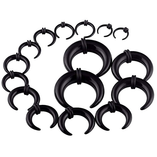 16Pcs Acrylic C Shaped Taper Pincher Septum Rings 14G-00G Gauges Piercing Kit - Picture 13 of 18