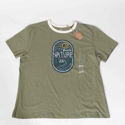 Eco Friendly Organic Cotton T-shirt XL Retro Nature Outdoors Neutral Casual NWT