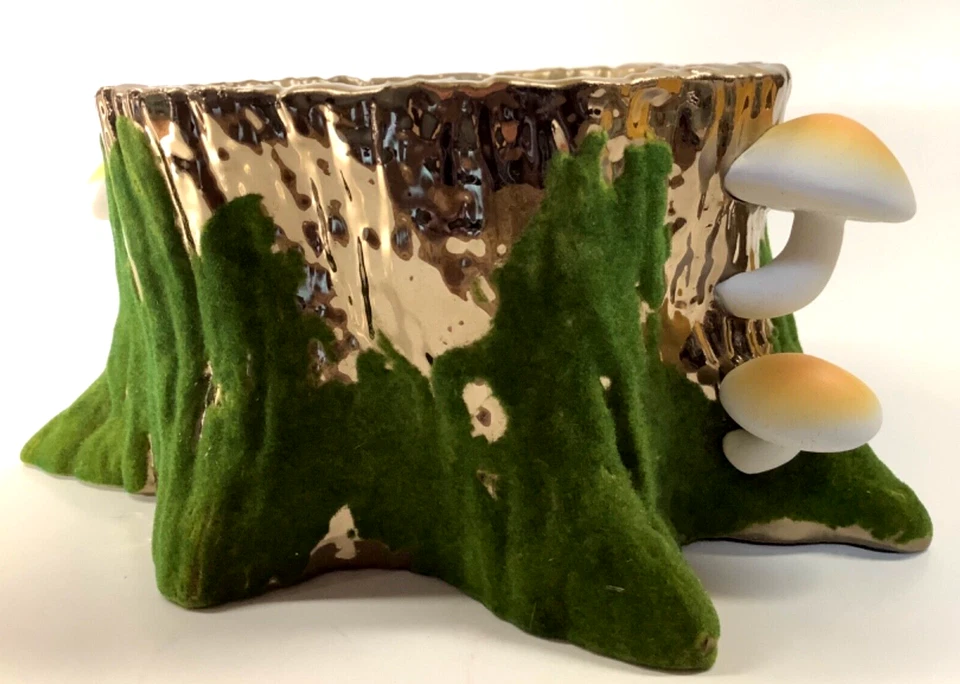 Tocón de árbol Bath & Body Works de 3" con musgo de setas portavelas de 3 mechas bronce nuevo con etiquetas Foto 3 de 4