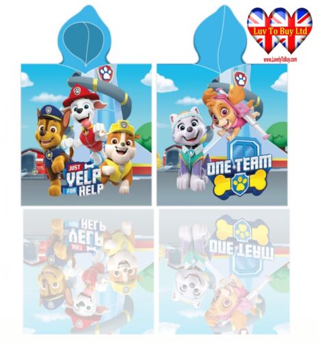 Children's,Kids Paw Patrol Poncho Towel,Bath Hooded Towel,Beach,Swimming Pool - Picture 1 of 8