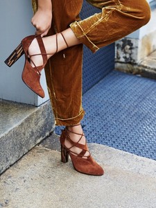 suede wrap heels