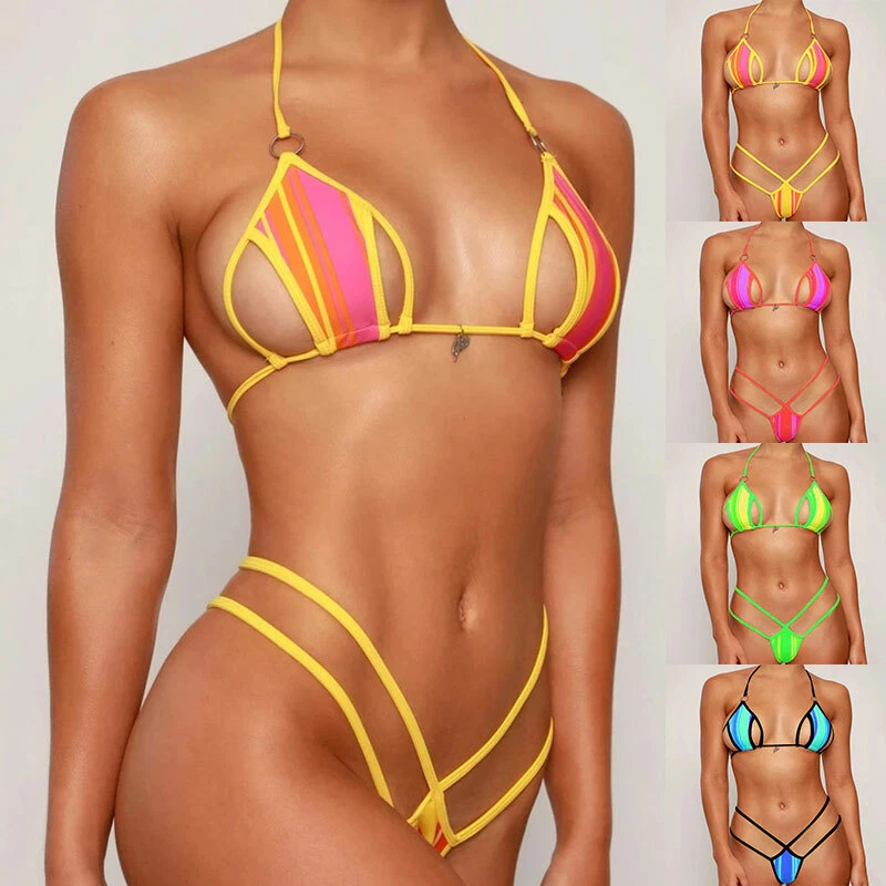 Womens Beachwear Thong Padded Bra Bikini Bathing Swimwear Set Suit Sexy Swimsuit