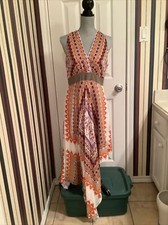 Antonio Melani Maxi Dress Size 8 Open Back Asymmetrical Hem