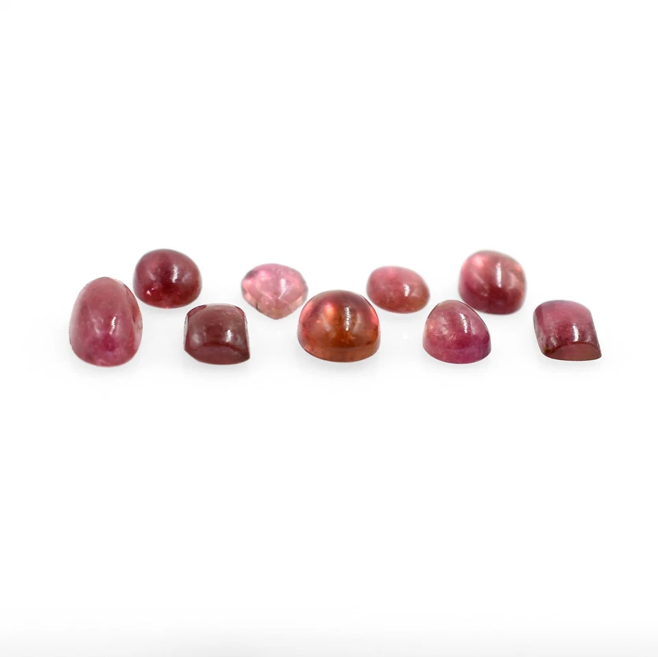 Natural Pink Tourmaline Cabochon 4X5 to 6X8mm Fancy Mix Shape Plain Smooth Stone - Image 3 of 4