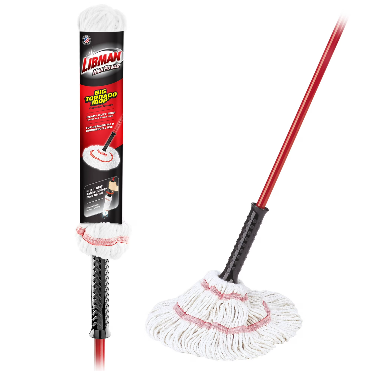Libman Big Tornado Mop Cotton Blended Head Red Steel Handle | eBay