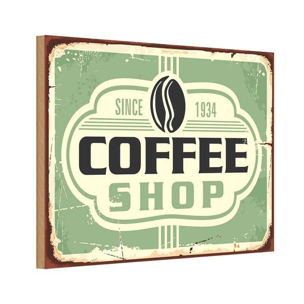 Holzschild 20X30 Cm Kaffee Coffee Shop Since 1934 Essen Trinken Deko Geschenk Ho-image