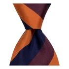 HUGO BOSS Men's 100% Silk Necktie ITALY Designer STRIPED Orange/Purple/Blue GUC