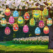 16 Pieces Easter Egg Outdoor Hanging Ornaments Decorations Happy Easter Hanging