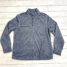 Eddie Bauer Sweater Womens Medium Blue 1/4 Button Pullover