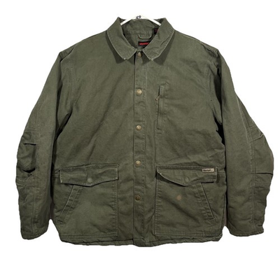 #ad #ad Wolverine Canvas Work Jacket Green Cotton Chore Coat Mens L $29.99