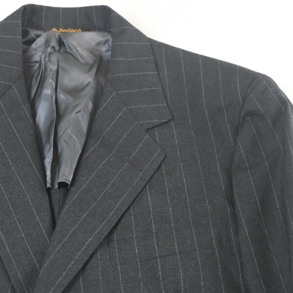 Chaqueta Blazer Abrigo Deportivo De Colección Hecha en EE. UU. Southwick 46S Gris Tiza Rayas Lana Foto 2 de 4