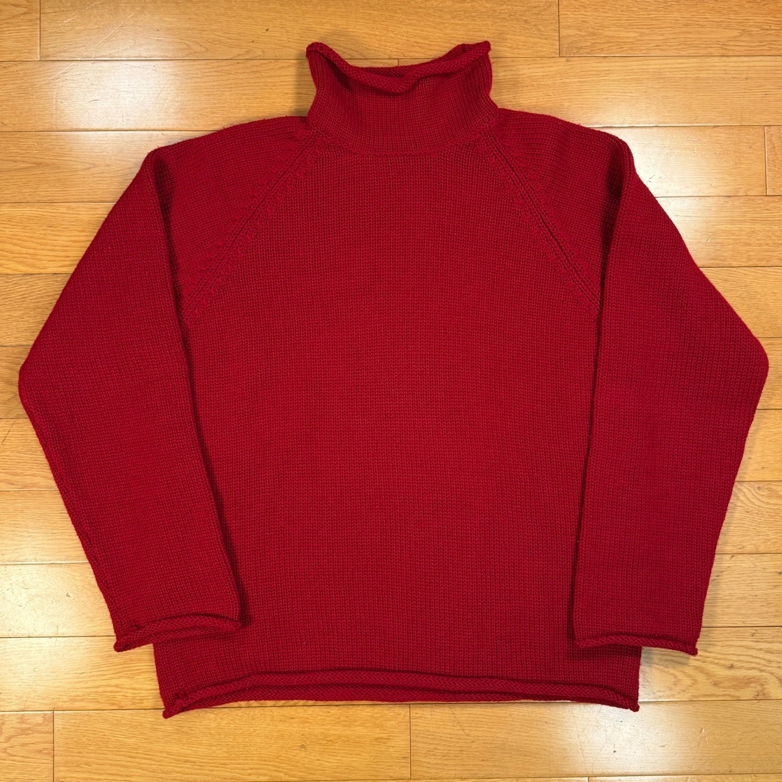 J. Crew Mens Red 100% Wool Roll Neck Chunky Knit Sweater Size M Vintage Style
Opens in a new window