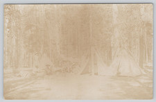 Postcard RPPC Lavina Camp Excursion People Wagon Tents Pennant c1910s