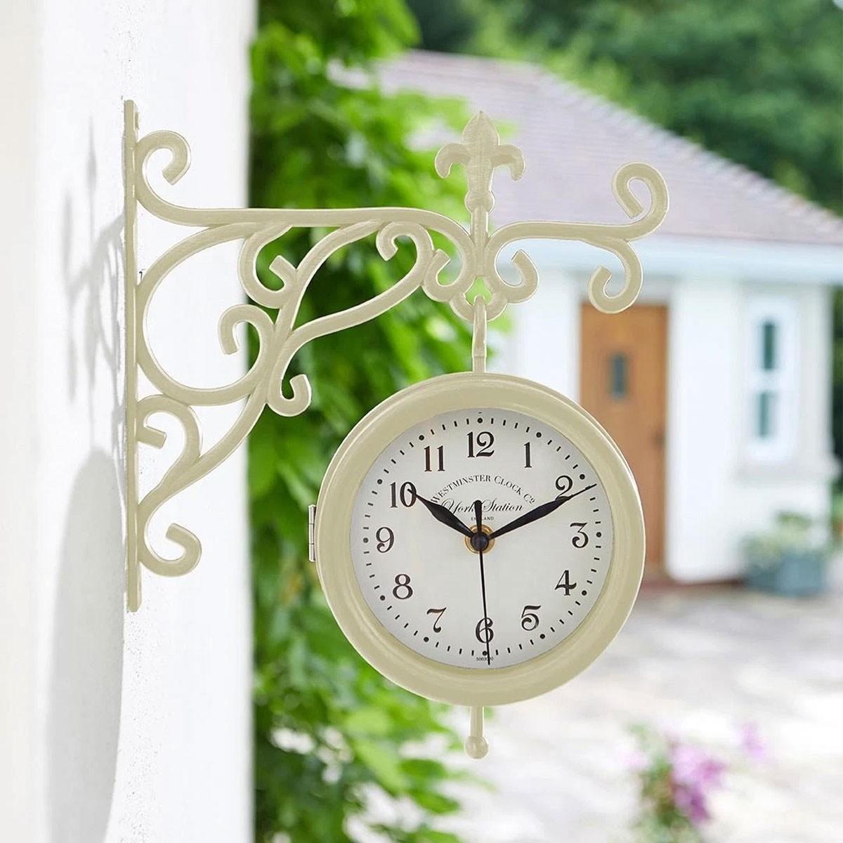 Outside In York Double Sided Wall Clock & Thermometer