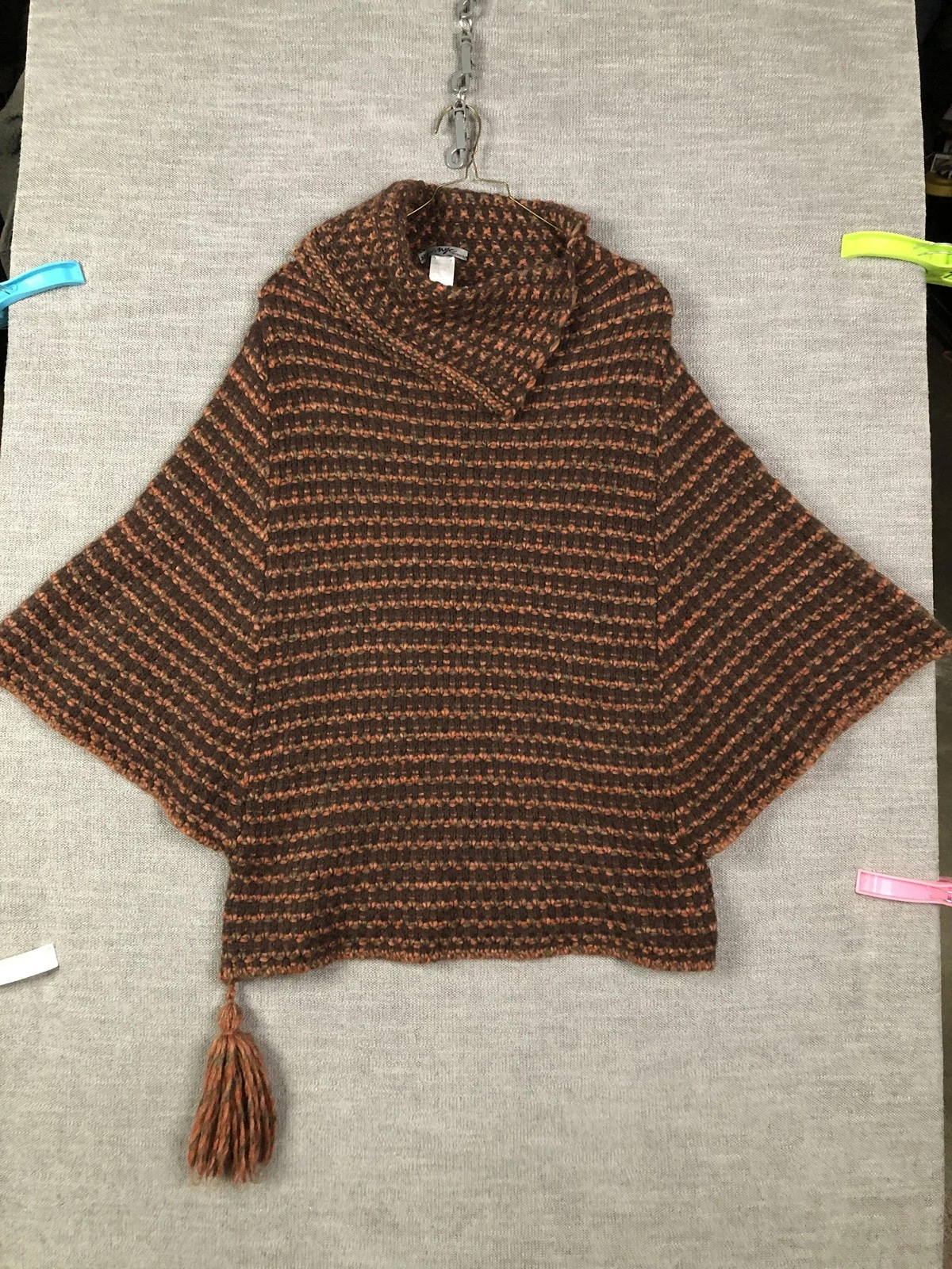 Anthropologie Renee NYC Poncho Womens One Size Brown Striped Knit Tassel Alpaca
Opens in a new windo