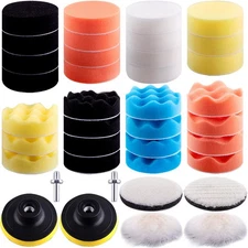 SIQUK 38 Pieces Car Polishing Pad Kit 3 Inch Buffing Pads Foam Polish Polisher