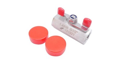 Schwer Fittings einteiliger Kugelhahn mit Flügelgriff G 1/2'' Werkstoff 1.4408/PT