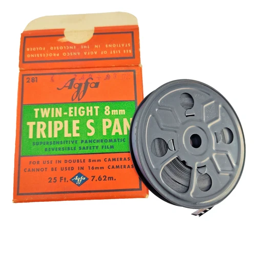 1944 Agfa 8mm Film Reel Hockey Home Movie Twin-Eight Triple S Pan - product listing photo