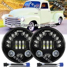Pair 7inch Round LED Headlights Halo DRL For Chevy Truck 47-57 C10 C20/30 Pickup