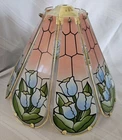 Vintage 80 s Tiffany Style Tulip Glass Brass Lamp Shade Sky Blue Pink Green
