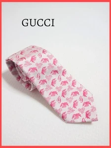 Cravate GUCCI 2,75 pouces rose fleurie animal soie italienne