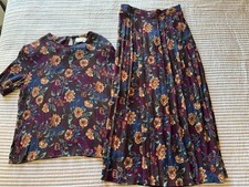 VTG Jaclyn Smith 2 Piece Set Top and Maxi Skirt Short Sleeve Floral Boho Sz: S