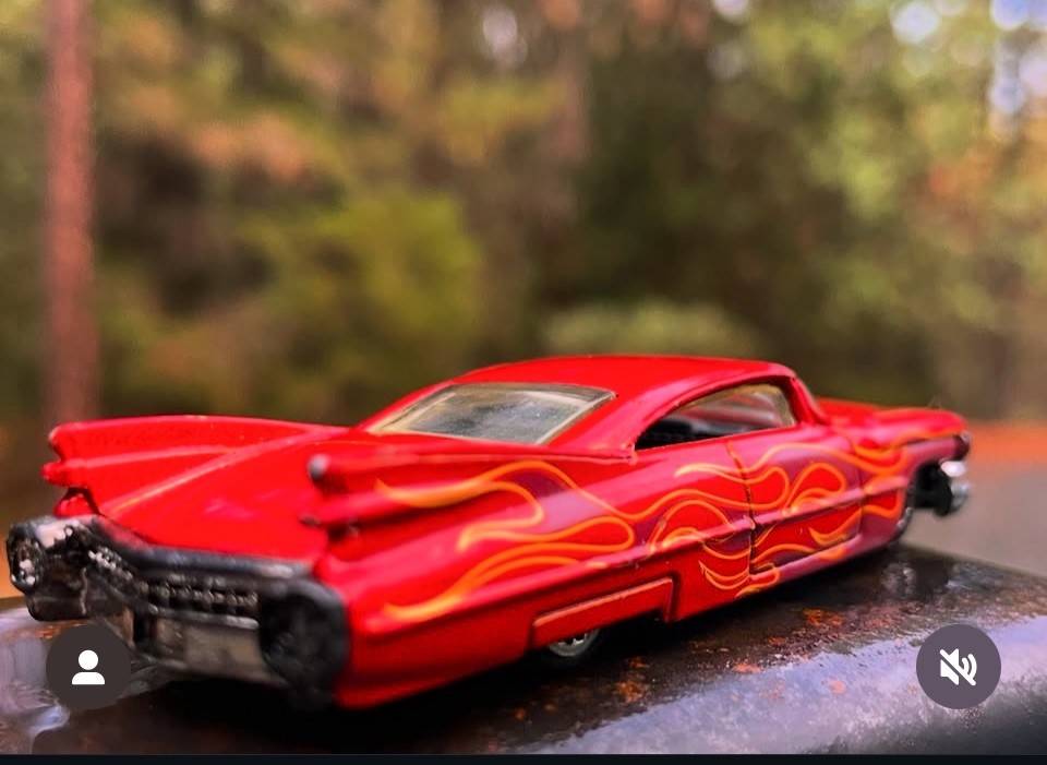 2001 Hot Wheels 1959 Custom Cadillac Metallic Reddish Orange With Flames