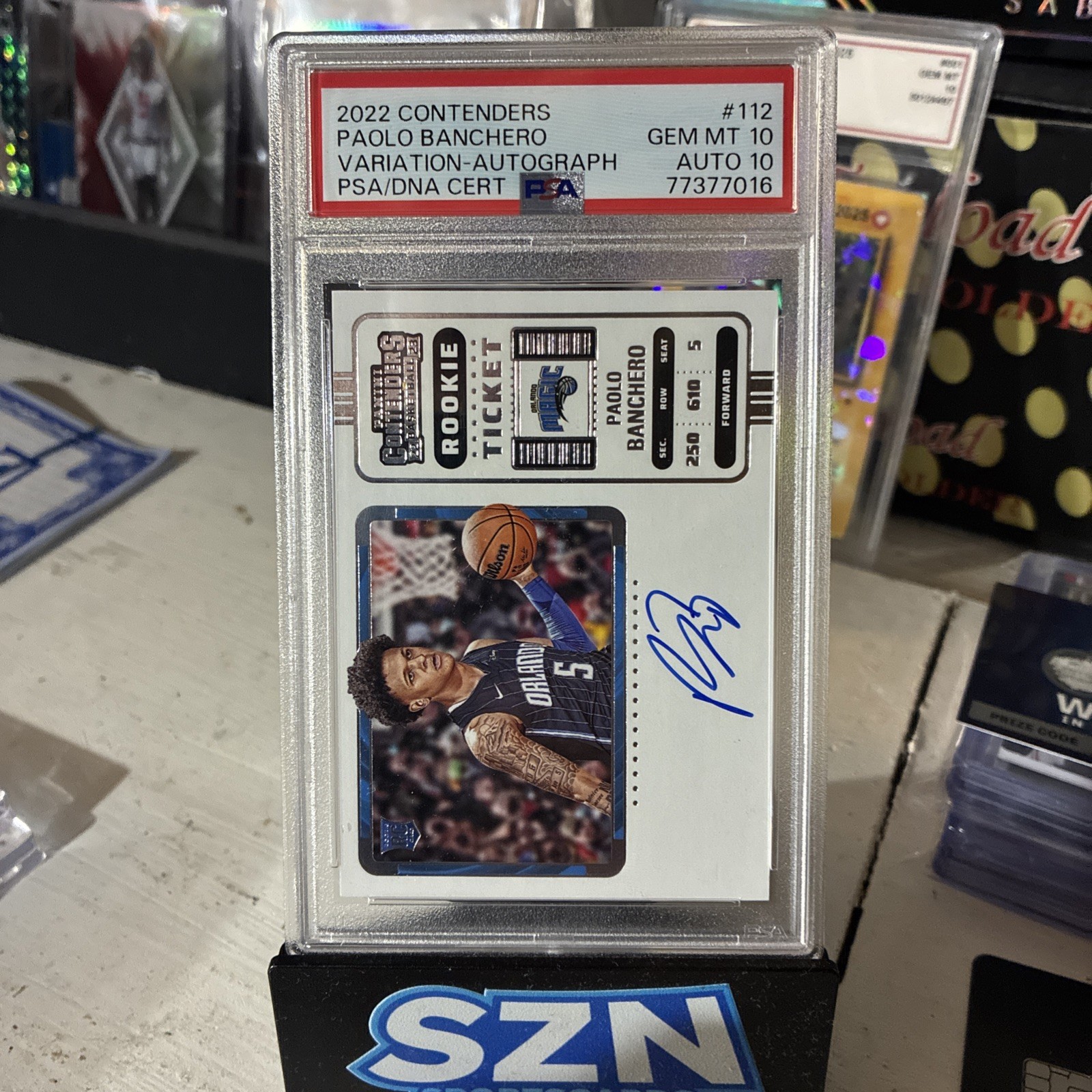 2022/23 Panini Contenders Paolo Banchero #112 Rookie Ticket V Auto PSA 10 Magic