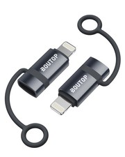 BOUTOP USB C to Light-ning Adapter 2 Pack 36W PD Fast Charging MFi Dark Gray