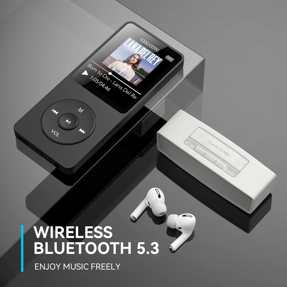 MP3 player AGPTEK A02 com Bluetooth 5.3, tela de 1.8 polegadas reprodutor de música portátil - Imagem 2 de 4