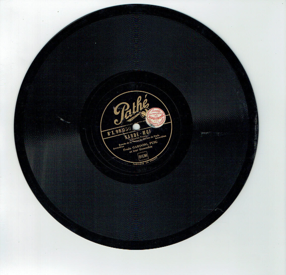 78 RPM 9 13/16in Fredo Gardoni & Manual Puig Accordion Disk Bal Musette - Pathe
