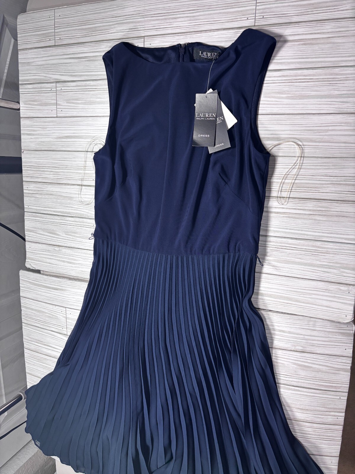Ralph lauren Solid Navy Blue asymmetrical empire waist  dress size 4