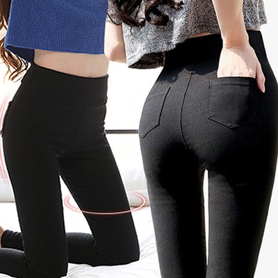 Women Ankle-Length Pants Casual Black Elastic Pencil Female Pants Yoga Trous _cn