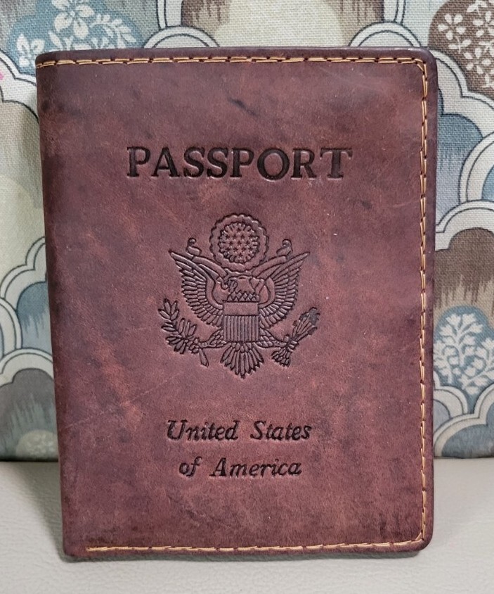 Columbia Brown Leather Bi-Fold Passport Holder Wallet  -image