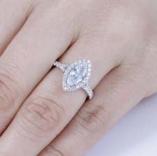 925 Sterling Silver Marquise Halo CZ Engagement Ring Wedding Band 2.5-15 ML2487A