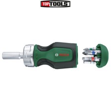 Bosch 1600A027PK Stubby Ratchet Screwdriver With 6 Pieces Bits