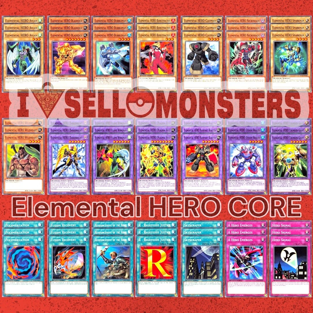 Yu-gi-oh! TCG Elemental Hero Deck Core 63 Cards SGX1 YUGIOH! FUSION SPELL  TRAP | eBay