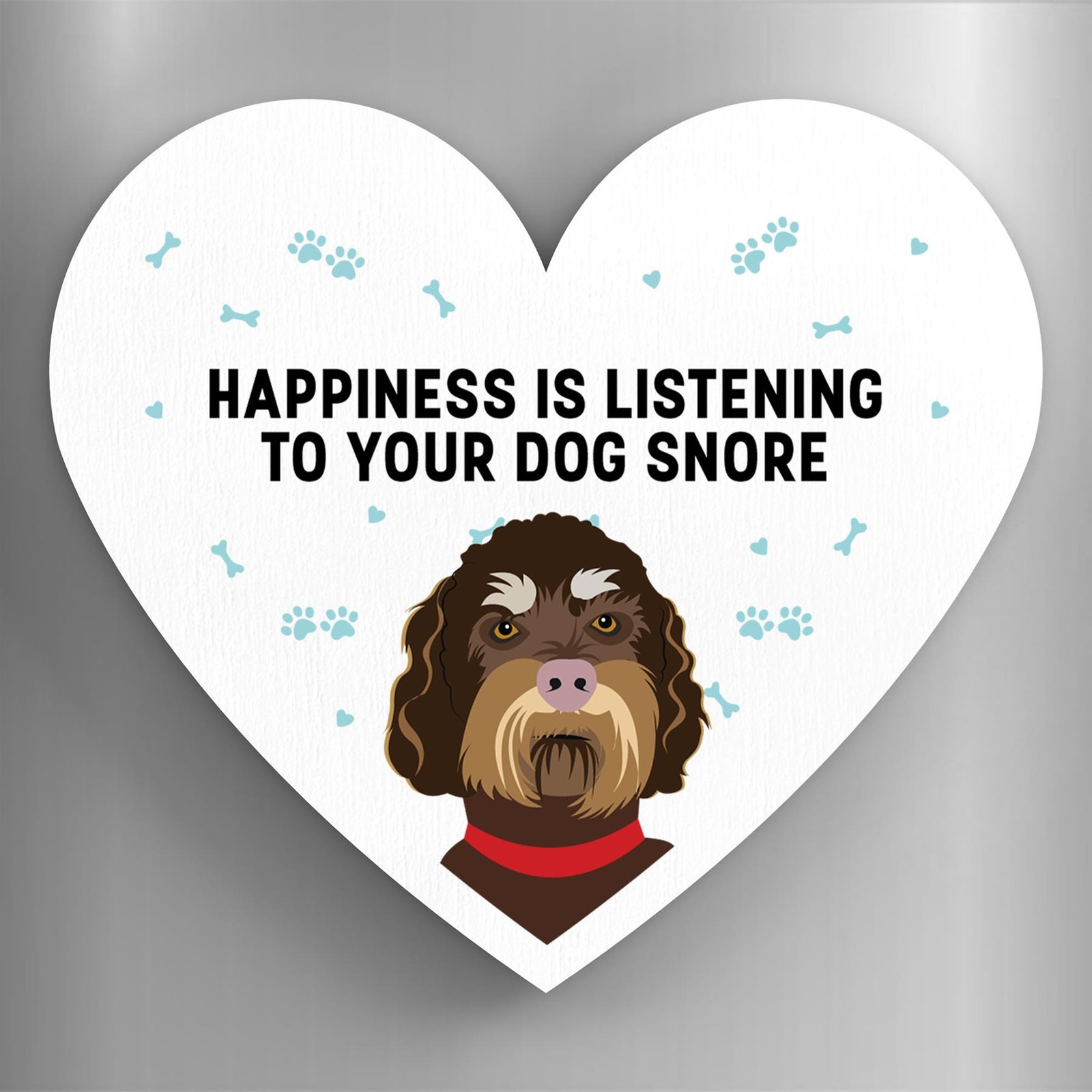 Labradoodle Happiness Is Your Dog Snoring Katie Pearson Heart Wooden Magnet