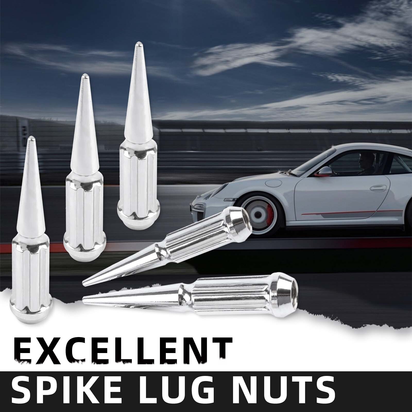 24PCS Wheel Spike Lug Nut M14x1.5 4.4" Tall For Chevrolet Express 1500