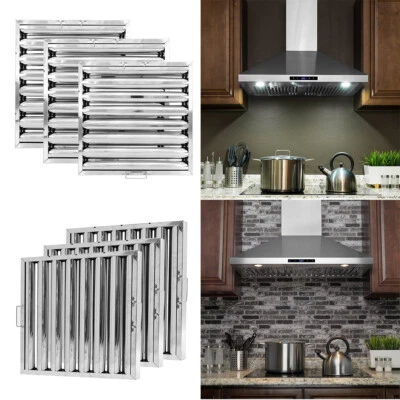 BEST-4TRADING 2/6X Baffle Grease Filter Stainless Steel Canopy Cooker Hoods Extraction Kitchen