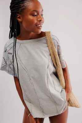 Free People Shine Me Out Top Embellished Sleeve Pullover Open Back XS NWT