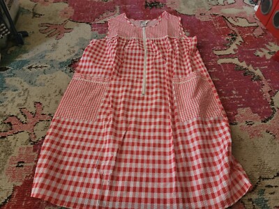 NEW womens house dress pajama nightie Grandma 0XL plus red gingham nightgown